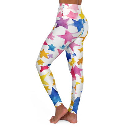 Watercolor Stars | High Waisted Yoga Leggings | Pan