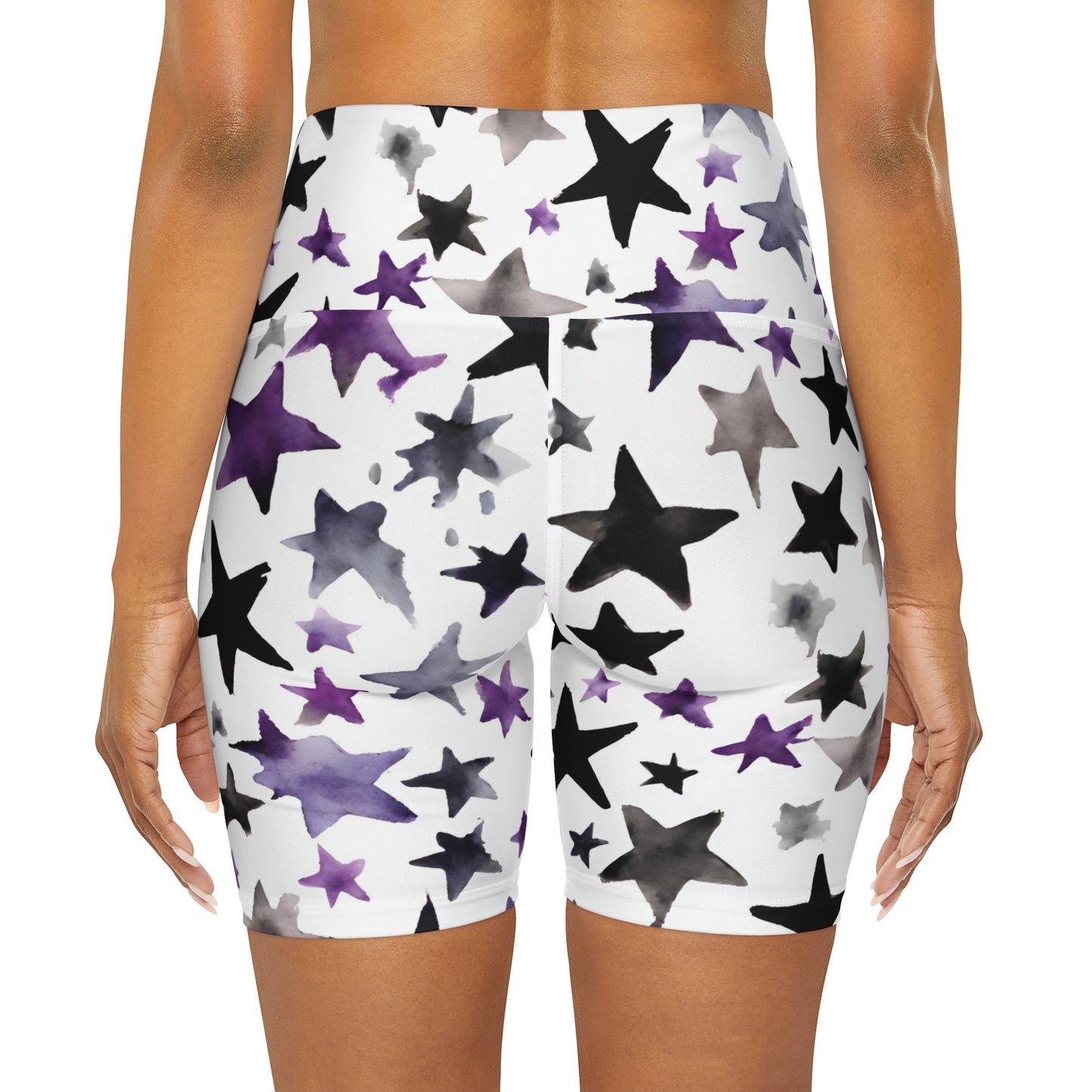 Watercolor Stars | High Waisted Yoga Shorts | Ace