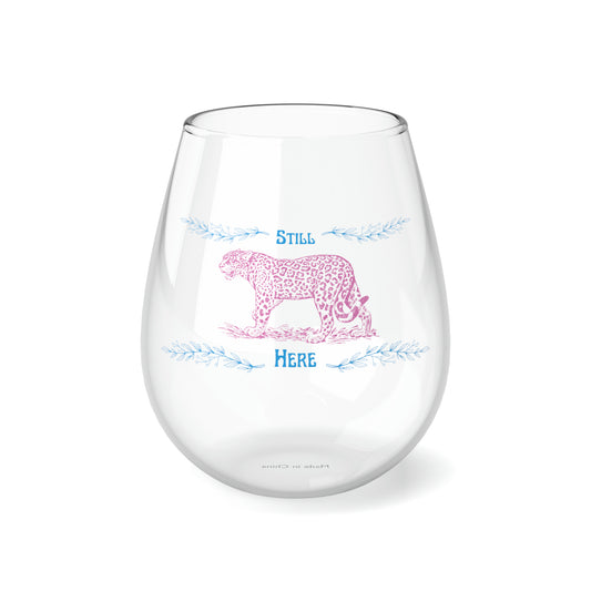 Still Here Jaguar | 11.75 oz Stemless Wine Glass | Trans