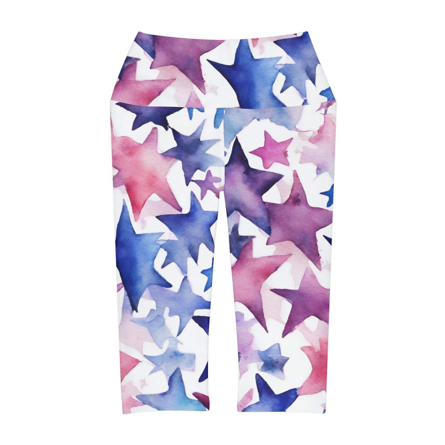 Watercolor Stars | High Waisted Yoga Capri | Bi