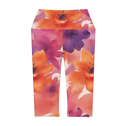 Watercolor Flowers | High Waisted Yoga Capri | Lesbian