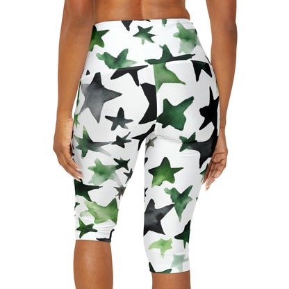 Watercolor Stars | High Waisted Yoga Capri | Aro