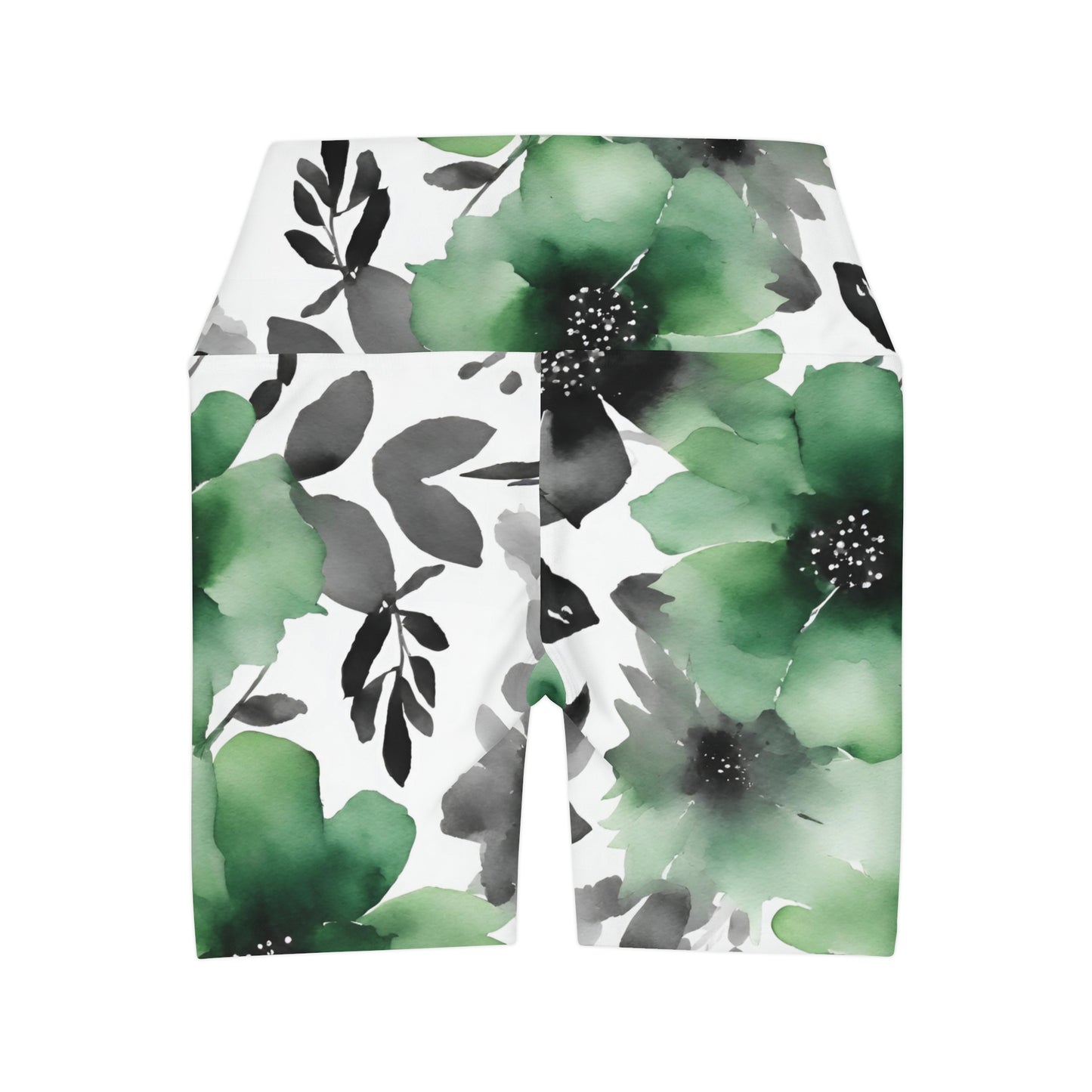 Watercolor Flowers | High Waisted Yoga Shorts | Aro