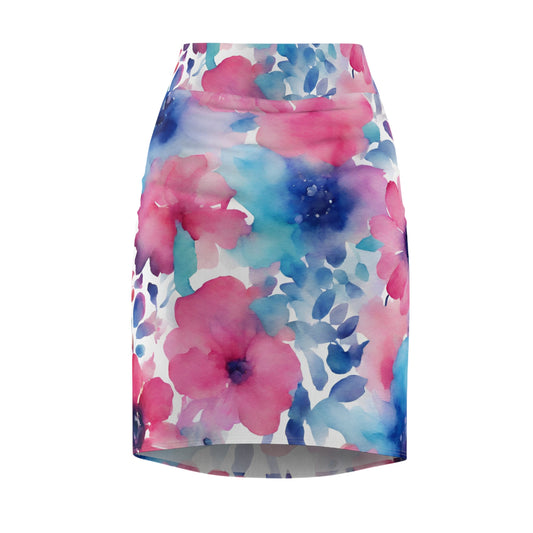 Watercolor Flowers | Pencil Skirt | Trans