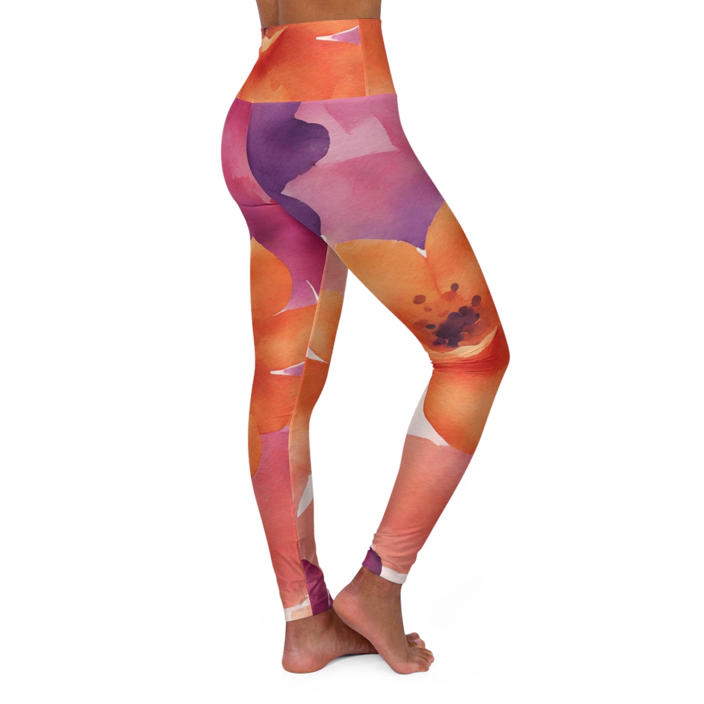 Watercolor Flowers | High Waisted Yoga Leggings | Lesbian